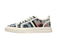 Smilice Moda masculina Zapatos de lona impresos para paseos por la ciudad y la vida universitaria, Beige y azul., 39 EU