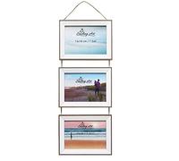 Smiling Art Marco de fotos collage de pared para 3 fotos de madera de densidad media con cristales auténticos, para colga (3 x 13 x 18 cm, formato horizontal)