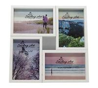 Smiling Art Marco de fotos Collage para 4 fotos, collage de fotos de madera MDF con vidrio (Blanco, 4 x 10 x 15 cm)