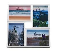 Smiling Art Marco de fotos Collage para 4 fotos, collage de fotos de madera MDF con vidrio (Blanco, 4 x 13 x 18 cm)