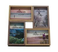 Smiling Art Marco de fotos Collage para 4 fotos, collage de fotos de madera MDF con vidrio (Marrón + Marrón oscuro, 4 x 10 x 15 cm)