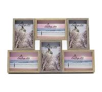 Smiling Art Marco de fotos Collage para 6 fotos, collage de fotos de madera MDF con vidrio (Marrón + Marrón oscuro, 6 x 10 x 15 cm)