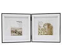 Smiling Art Marco de fotos doble de madera, plegable, para 2 fotos (blanco+negro, 2 x 10 x 10/2 x 15 x 15 cm)