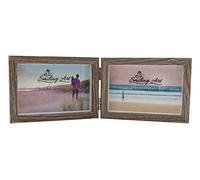 Smiling Art Marco de fotos para 2 fotos de madera MDF con cristal, marco plegable, marco doble (gris, apaisado, 2 x 10 x 15 cm)