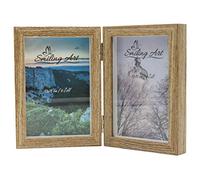 Smiling Art Marco de fotos para 2 fotos de madera, plegable, marco doble, madera MDM (2 x 10 x 15 cm, Marrón)