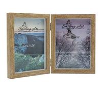 Smiling Art Marco de fotos para 2 fotos de madera, plegable, marco doble, marrón, 3D 2x13x18 cm