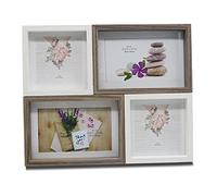 Smiling Art Marco de fotos para 4 fotos, collage de madera MDF con vidrio para colocar y colgar