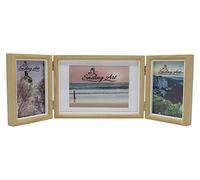 Smiling Art Marco de fotos plegable para 3 fotos en formato horizontal y vertical (Beige, 2 x 10 x 15 cm + 1 x 13 x1 8 cm)