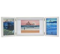 Smiling Art Marco de fotos plegable para 3 fotos en formato horizontal y vertical (Blanco, 2 x 13 x 18 cm + 1 x 15 x 20 cm)