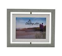 Smiling Art | Marco doble giratorio para dos fotos de 10 x 15 | De madera MDF con cristal | Giratorio 360° para formato vertical y horizontal | Creativo (Gris & Blanco, Giratorio, 10x15 cm)