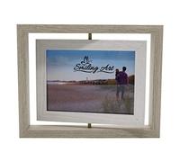 Smiling Art Marco para 2 fotos de madera MDF con cristal, giratorio, doble marco en formato apaisado y en formato retrato para ponerlo de pie (Blanco + Blanco, 10 x 15 cm)