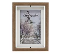 Smiling Art Marco para 2 fotos de madera MDF con cristal, giratorio, doble marco en formato apaisado y en formato retrato para ponerlo de pie (Marrón + Blanco, 10 x 15 cm)