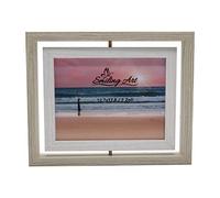 Smiling Art Marco para 2 fotos de madera MDF con cristal, giratorio, doble marco en formato apaisado y en formato retrato para ponerlo de pie (Blanco + Blanco, 13 x 18 cm)