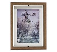 Smiling Art Marco para 2 fotos de madera MDF con cristal, giratorio, doble marco en formato apaisado y en formato retrato para ponerlo de pie (Marrón + Blanco, 13 x 18 cm)