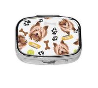 Smiling Dog Yorkshire Terrier, pastillero Meta con 2 compartimentos, organizador portátil