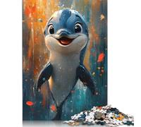 Smiling Dolphin Painting Puzzle Imposible,desafío for Adults Entretenimiento Creativo 1000 Piezas Obra De Arte De Juego De para Adultos Y Niños Mayores De 12 Años 1000pcs (75x50cm)