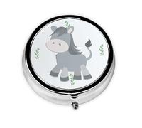 Smiling Donkey - Pastillero redondo portátil, cabe en el bolsillo de tu bolso, pastillero ligero de 3 compartimentos,
