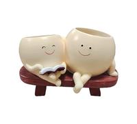 Smiling Flower Pot, Cute Flower Pot, Decorative Smiling Pot, Handmade Resin Planter for Indoor with Cute Expression for Indoor Outdoors