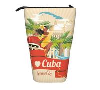 Smiling Lady On Classic Car Palms Standing - Bolsa telescópica para lápices, bolsa de tela Oxford, portátil, para niños, niñas, adolescentes, estudiantes, oficina, Black, Talla única