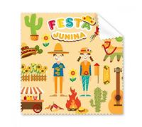 Smiling Man and Women Fire Cactus Guitarra Brasil Junio Festival Ilustración Gafas Ropa de Limpieza Ropa de Paño Regalo Teléfono Pantalla Limpiador 5pcs