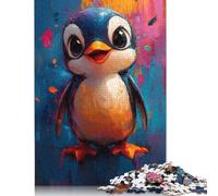 Smiling Penguin Oil Painting Puzzles Imposible,desafío for Adults Entretenimiento Creativo 1000 Piezas Obra De Arte De Juego De para Adultos, Regalos A Partir De 14 Años 1000pcs (75x50cm)
