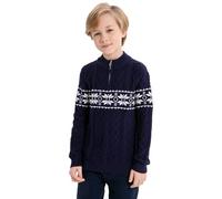 SMILING PINKER Suéter de Navidad para niños suéter de punto trimestre cremallera cable de punto niños otoño invierno manga larga suéter de punto, azul marino, 11-12 Años