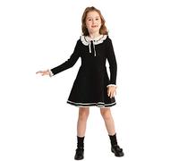 SMILING PINKER Vestidos Chicas Vestido De Punto Manga Larga Vestido Suéter Lazo Mariposa, Negro , 2-3 Años