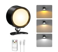 Smiling Shark Aplique Pared Interior sin Cable, Aplique Pared Recargable Tactil con Mando 360° Regulable Magnetica Lampara de Pared sin Cable para Dormitorio Salon Habitacion, Negro