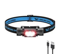 Smiling Shark AX-01 Linterna Frontal, Headlamp LED 1150LM 7 Modos de Luz Blanca & Roja, Base Magnética 2600 mAh Recargable IP66 Impermeable para Pesca Reparación Camping & Exterior (1 Paquete)