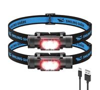 Smiling Shark AX-01 Linterna Frontal, Headlamp LED 1150LM 7 Modos de Luz Blanca & Roja, Base Magnética 2600 mAh Recargable IP66 Impermeable para Pesca Reparación Camping & Exterior (2 Paquete)