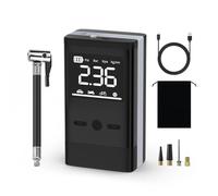 Smiling Shark Compresor Aire Portatil, AP-01 Inflador Ruedas12V 150PSI 8000mAh Batería Recargable con Pantalla LCD Luz LED & Apagado Automático para Moto/Bicicleta/Scooter/Bola