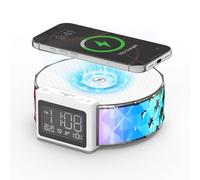 Smiling Shark Despertador de Luz, Luces Nocturna Despertador Carga con Pantalla LCD y Control Táctil 3 Luz Cálida RGB Modo Reloj Lámpara de Noche Cargador Inalámbrico para Habitación