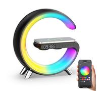 Smiling Shark Despertador Luz, Atmósfera Lampara Cargador Inalámbrico con Altavoz Bluetooth App Control Regulable Inteligente LED Luces de Despertador con Sonidos Relajantes para Decoración Hogar