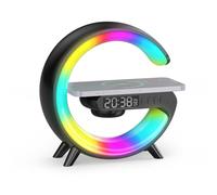 Smiling Shark Despertador Luz, Atmósfera Lampara Cargador Inalámbrico con Altavoz Bluetooth Botón Control 10 Modo de Luz Amanecer Simulación Inteligente LED Luces de Despertador para Decoración Hogar