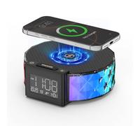 Smiling Shark Despertador Luz de Noche Carga, Reloj Lámpara de Noche Cargador Inalámbrico con Pantalla LCD y Control Táctil 3 Luz Cálida RGB Modo luces Nocturna Despertador Cargador para Habitación