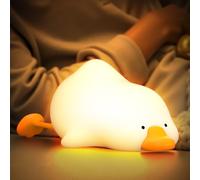Smiling Shark Lampara Bebe Nocturna, Ganso Silicona Luz Infantil Noche Tap Control 1200mAh Recargable 3 Iluminación & RGB Modos LED Bonita Luz de Noche con Automático de Apagado para Regalos Niños
