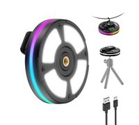 Smiling Shark Lámpara de Camping CL01, Luz de Camping RGB LED Portátil Recargable con Magnetic & Clip & Rosca de 1/4 de Pulgada y Gancho, Iluminación Tricolor para Camping Emergencias Mochila (Negro)