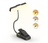 Smiling Shark Lámpara de Lectura, 1200 mAh USB Recargable Lampara para Libros 3 Colores Temperatura 6 Iluminación Portátil 360° Flexible Lampara Lectura con Pinza & Sensores Modo para Estudiar Leer