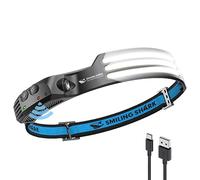 Smiling Shark - Lámpara frontal, 230 °, ángulo ancho, 3 luces LED, luz blanca, recargable con sensor de movimiento impermeable para acampar senderismo, lámpara frontal-LED-Camping-Light