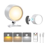 Smiling Shark Lámpara Pared Interior F9, Aplique Pared Interior LED Recargable con Control Remoto 3 Colores & 4 Brillo Táctil Regulable Lámparas Pared para Dormitorio Salón, Blanco 2 Piezas