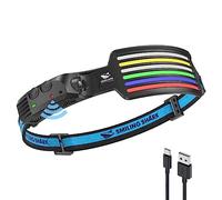 Smiling Shark Linterna Cabeza, 230°Gran Angular 6*Tiras Luz Blanco Rojo Azul Verde de la Linterna Frontal Más Brillante Recargable Impermeable Camping Ciclismo, Linterna-Frontal-LED-Cabeza-Light