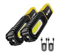 Smiling Shark Linterna de Trabajo, LED Lámparas de Inspección 1200mAh Recargable con Gancho y Clip 5 Modos de Luz Portátil Luz de Trabajo Magnética para Reparación Garajes Taller (Paquete de 2)