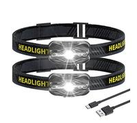Smiling Shark Linterna Frontal 2 Pack, Mini LED Headlamp Cabeza con Luz Blanca & Roja 45° Ajustable Superbrillante Impermeable Adultos Niños Camping Pesca Trekking, LED-Linterna-Frontal-Cabeza-Mini