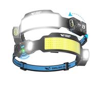 Smiling Shark Linterna Frontal, 2 Piezas Brillante Linternas Cabeza LED Recargable con 6 Haz Ancho & Foco Ajustable Sensor de Movimiento 6 Modos 2400 mAh Lámpara Cabeza para Ciclismo Pesca Camping