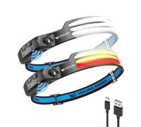 Smiling Shark Linterna Frontal, 230°Gran Angular 3*Tiras Luz LED Blanco de la Headlight Más Brillante Recargable con Sensor Movimiento Impermeable Camping Ciclismo, Linterna-Frontal-LED-Cabeza-Light