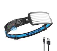 Smiling Shark Linterna Frontal Cabeza, 230°Gran Angular 6*Tiras Luz LED Blanco de la Linterna Más Brillante Recargable Sensor Movimiento Impermeable Camping Ciclismo