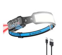 Smiling Shark Linterna Frontal, Headlamp Rechargeable 4000 mAh 7*Luce Blancas 6 Modos Luz Sensor Movimiento Rojo Faro Trasero Para Camping Correr Pesca Repairación, Linterna-Frontal-Iluminación-Cabeza