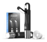 Smiling Shark Linterna, G2 2 Piezas Linternas LED Alta Potencia Recargable con Luz Lateral COB & Gancho y Difusor 3 Modos Zoomable Linterna Pequeña Potente Para Camping/Senderismo/Emergencias, Negro