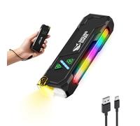 Smiling Shark Linterna ML01, Linterna LED Recargable USB Magnética con Luz Blanca & Amarilla & Púrpura & Luz Lateral RGB Flashlight Compacta Mini con Clip para Camping Senderismo Emergencias (Negro)