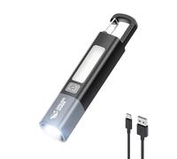 Smiling Shark Linterna Potente, G1 Linternas LED Alta Potencia Pilas con Luz Lateral & 3 Modos & Impermeable Zoom Mini Linterna Pequeña Bolsillo con Gancho para Senderismo/Emergencia, Negro